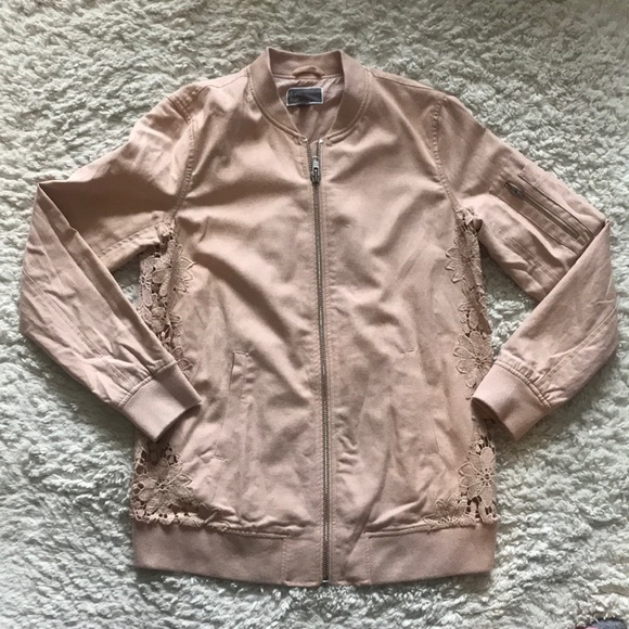 Chelsea28 Pink Lace Bomber Jacket Size Small - Picture 1 of 7